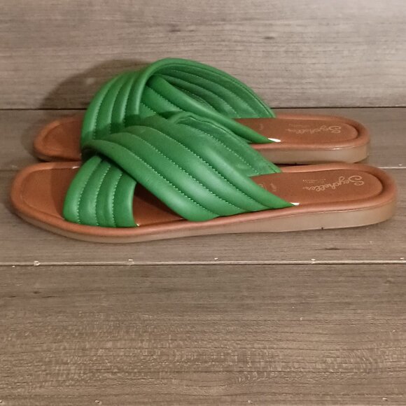 Seychelles Crossband Leather Slide Sandals Green Size 7.5 Made in Italy - Picture 6 of 12